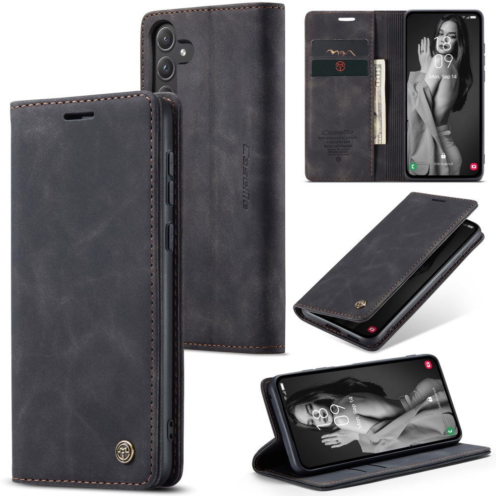 CASEME CASEME Galaxy A55 5G Fodral Flip Retro Läder Svart
