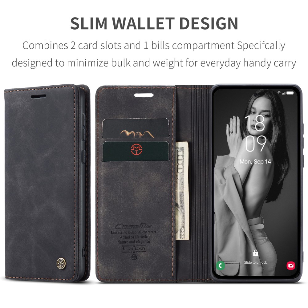 CASEME CASEME Galaxy A55 5G Fodral Flip Retro Läder Svart