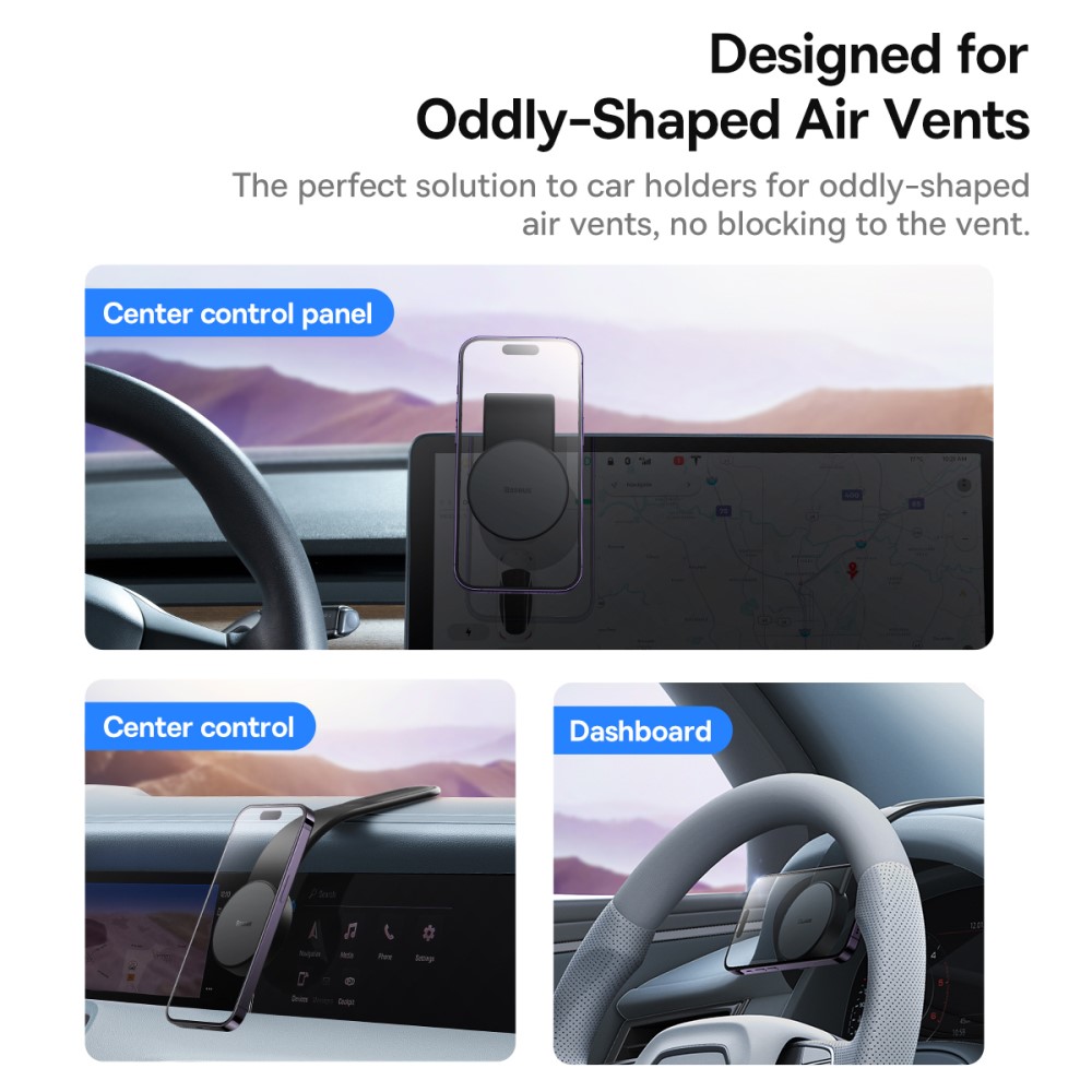 BASEUS Baseus MagSafe Mobilhållare Böjbar För Instrumentbräda Svart