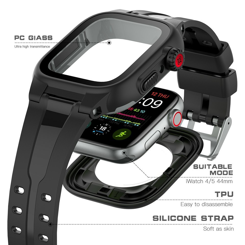 ShellBox ShellBox Armband Apple Watch 44 mm Vattentätt Skal Svart