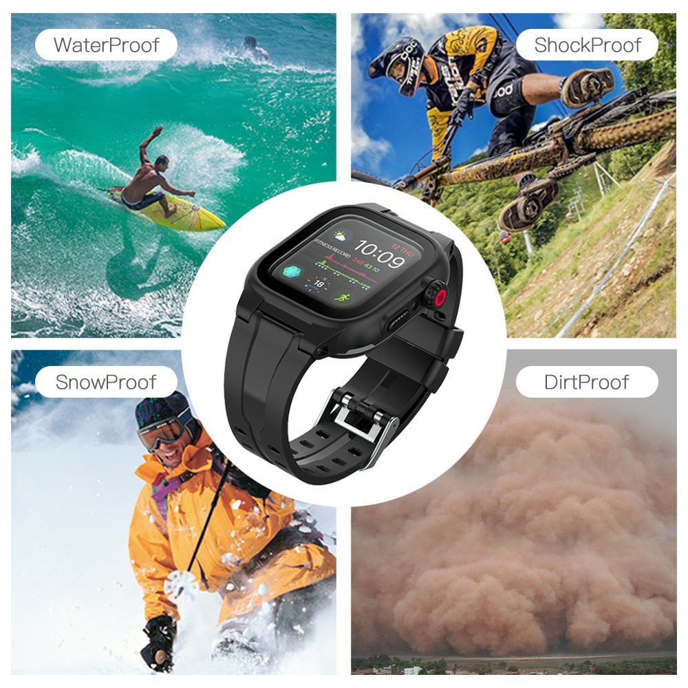 ShellBox ShellBox Armband Apple Watch 44 mm Vattentätt Skal Svart