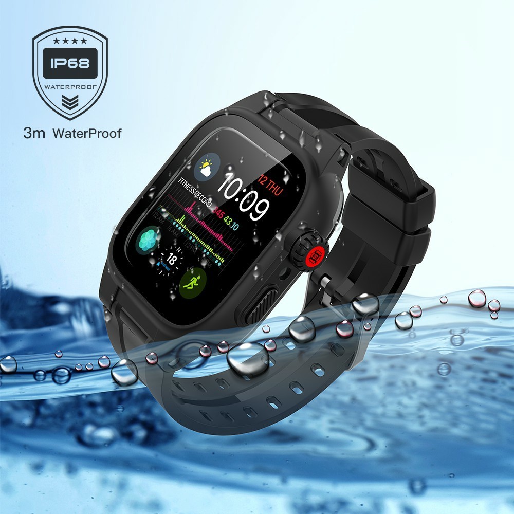 ShellBox ShellBox Armband Apple Watch 44 mm Vattentätt Skal Svart