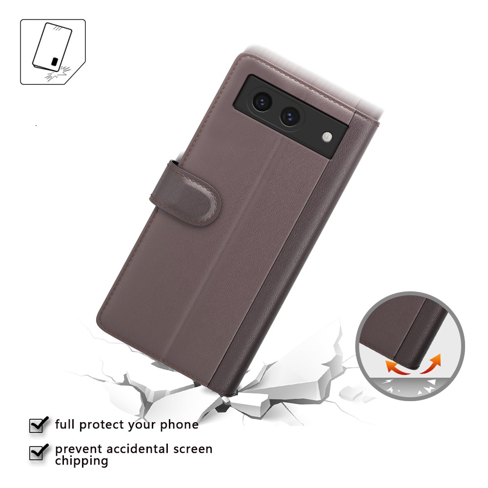  Google Pixel 8A Fodral Premium Äkta Läder Brun