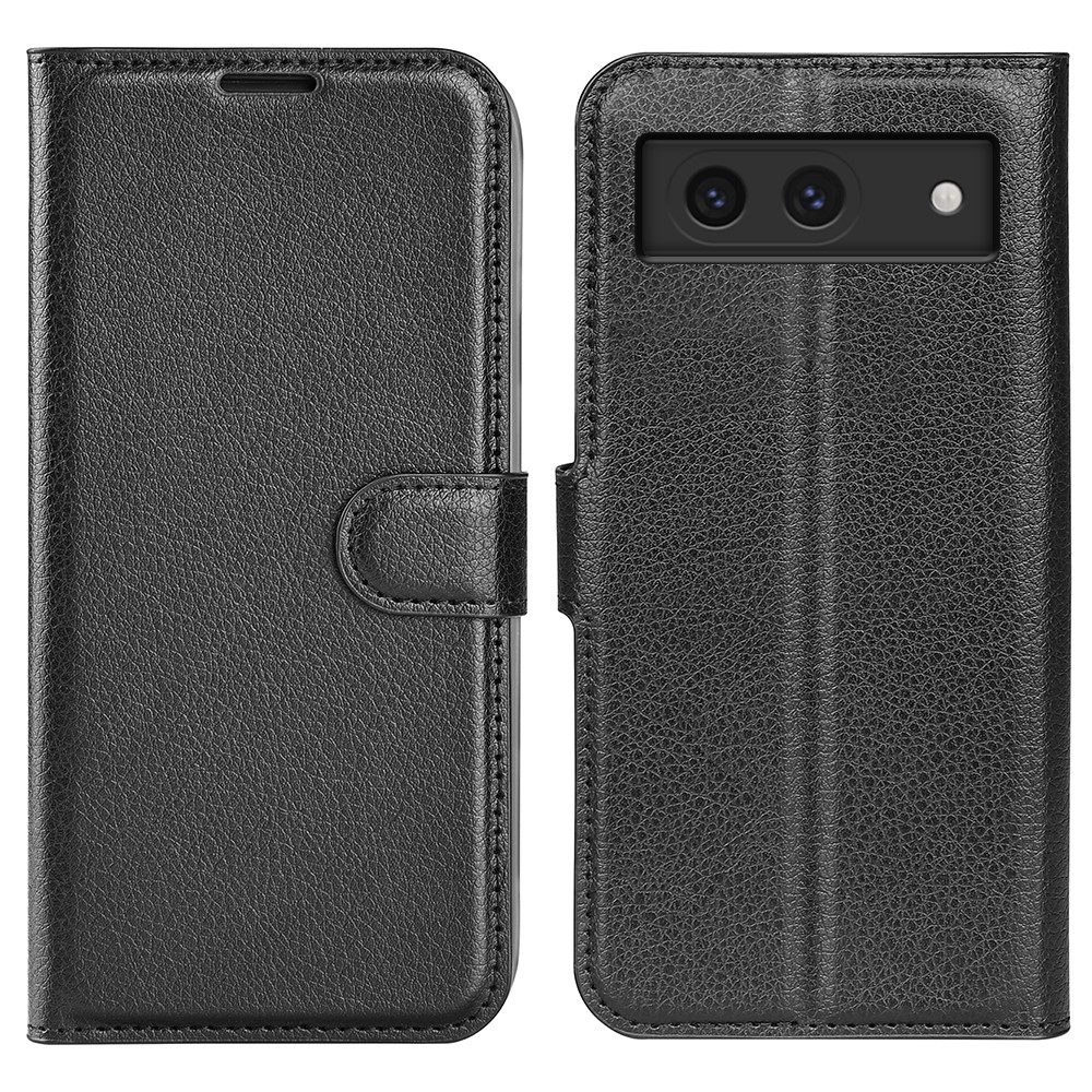  Google Pixel 8A Litchi Läder Fodral Svart