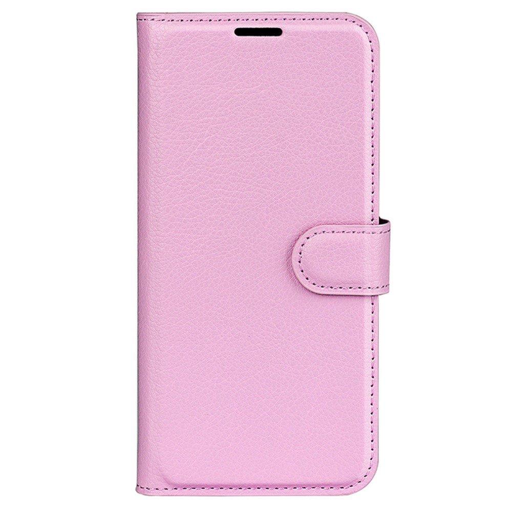  Google Pixel 8A Litchi Läder Fodral Ljus Rosa