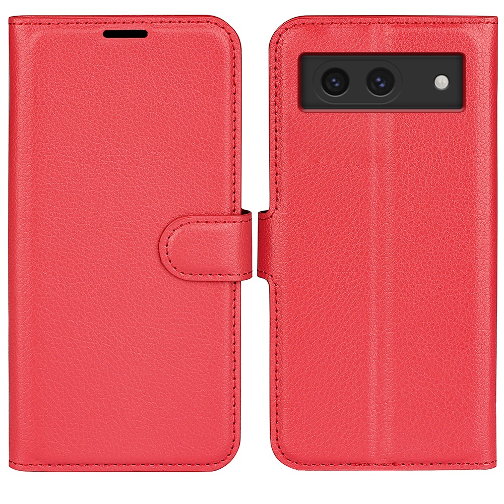  Google Pixel 8A Litchi Läder Fodral Röd