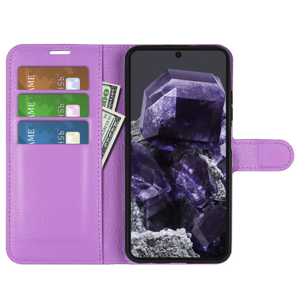 Google Pixel 8A Litchi Läder Fodral Lila
