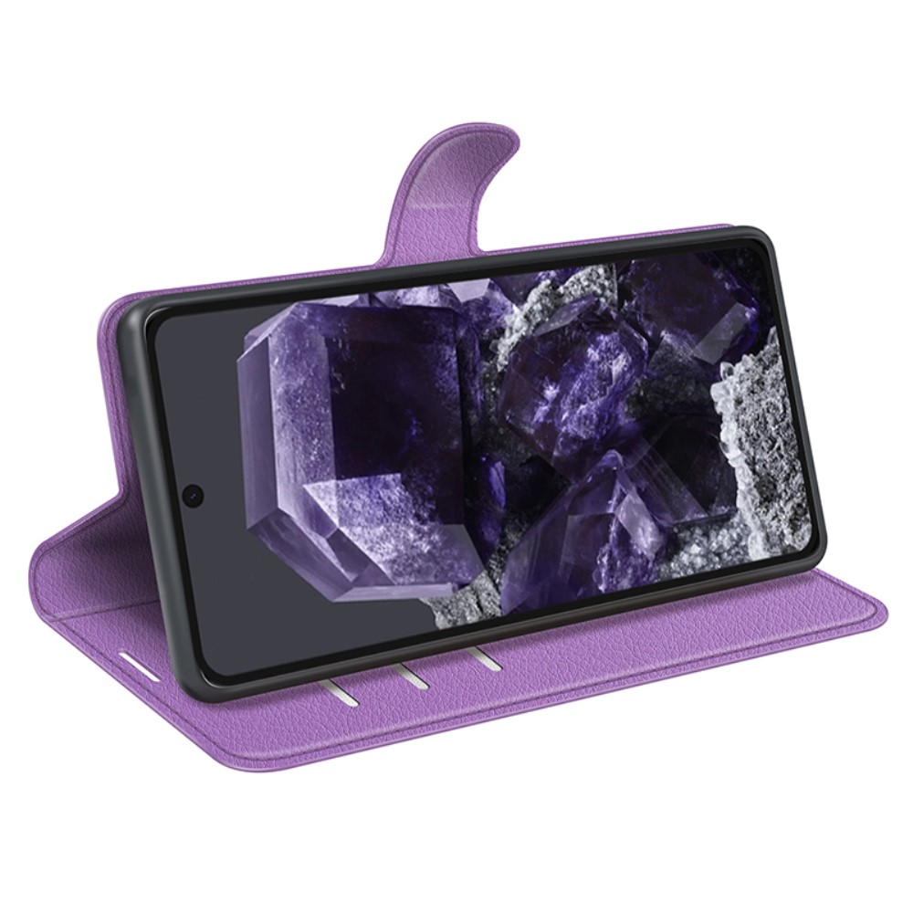  Google Pixel 8A Litchi Läder Fodral Lila