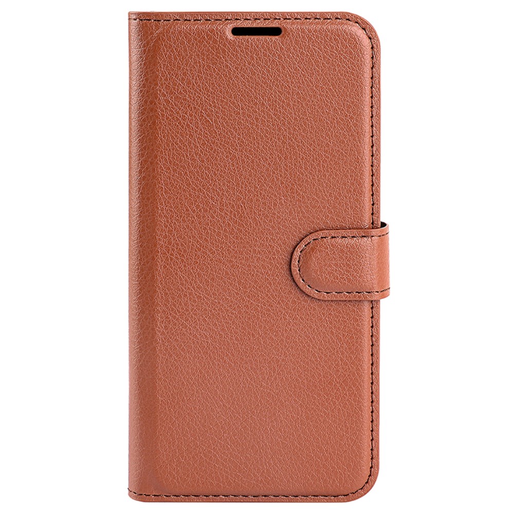  Google Pixel 8A Litchi Läder Fodral Brun