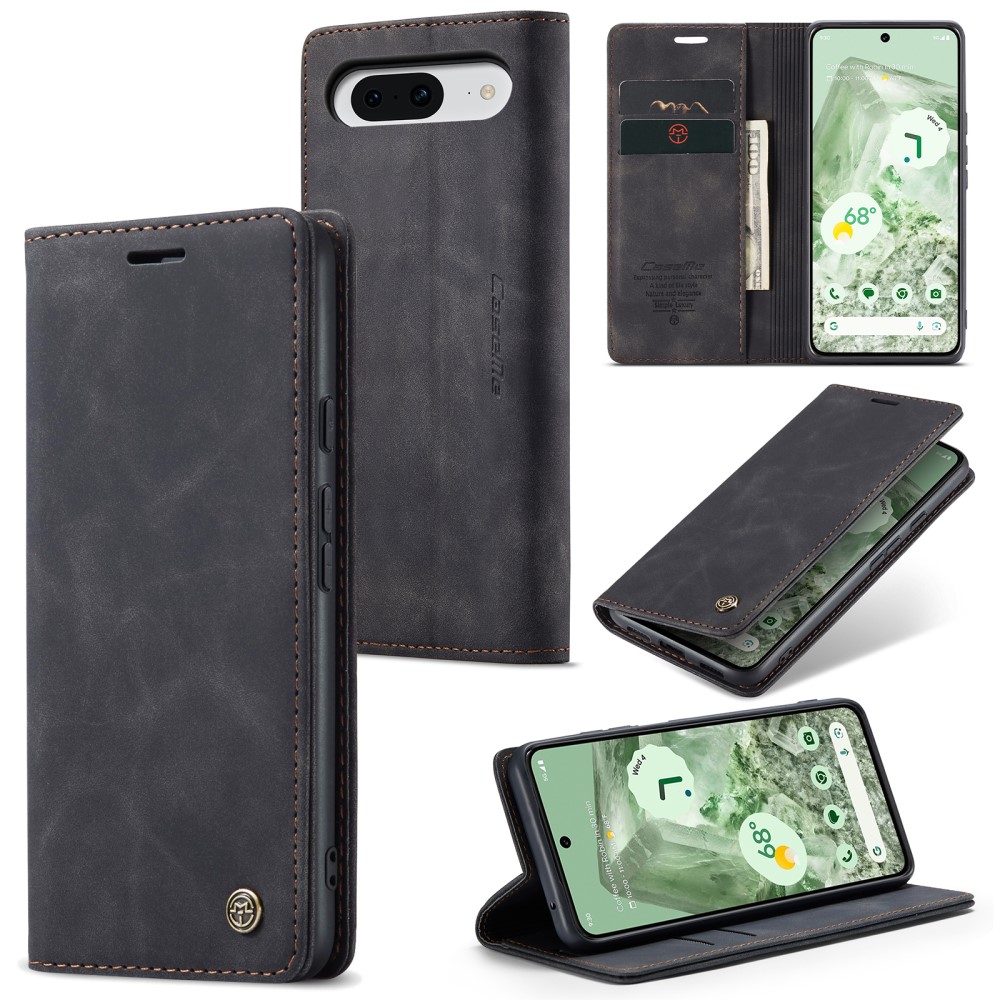 CASEME CASEME Google Pixel 8A Fodral Flip Retro Läder Svart