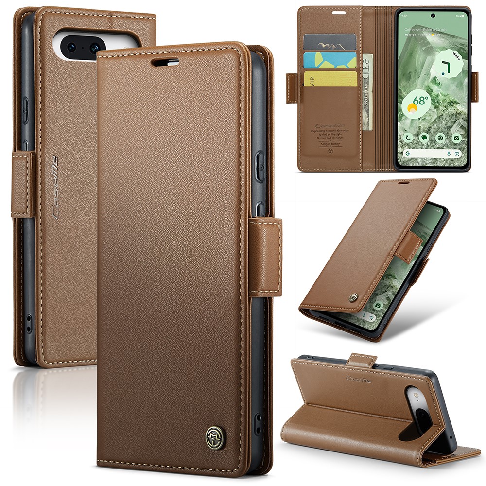 CASEME CASEME Google Pixel 8A Fodral Läder RFID Brun