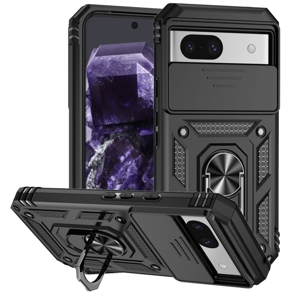  Google Pixel 8A Shockproof Hybrid Armor Ring Skal Svart