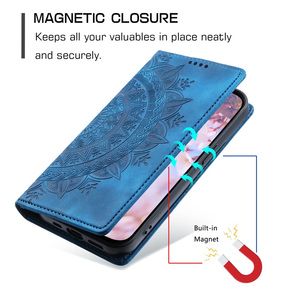  Motorola Moto G04 4G/G24 4G Fodral Filp Mandala Blå