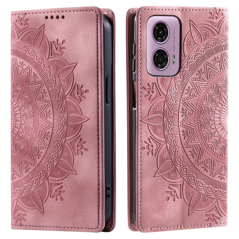  Motorola Moto G04 4G/G24 4G Fodral Filp Mandala Roséguld