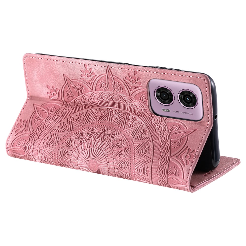  Motorola Moto G04 4G/G24 4G Fodral Filp Mandala Roséguld