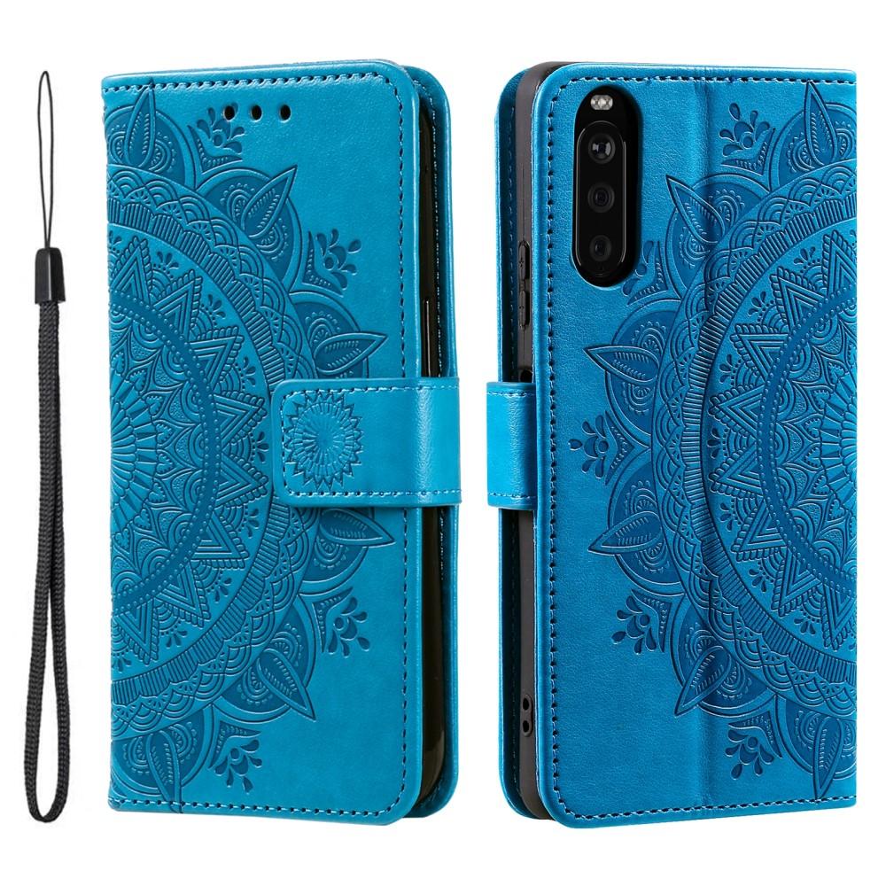  Sony Xperia 10 VI Mandala Läder Fodral Blå