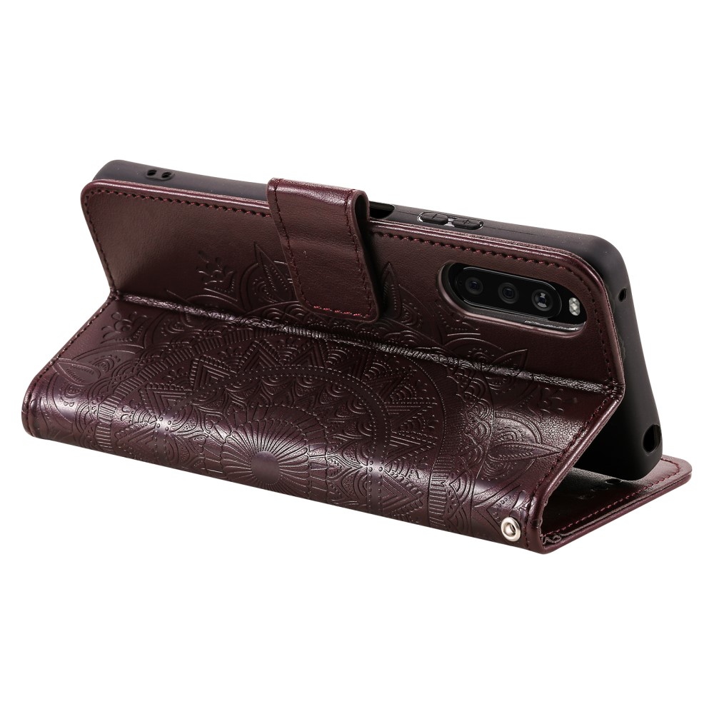  Sony Xperia 10 VI Mandala Läder Fodral Brun