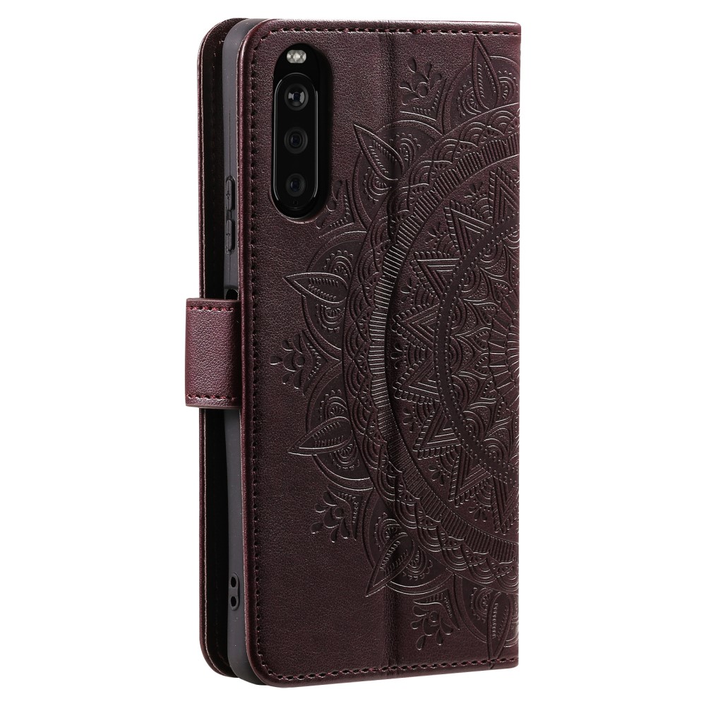  Sony Xperia 10 VI Mandala Läder Fodral Brun