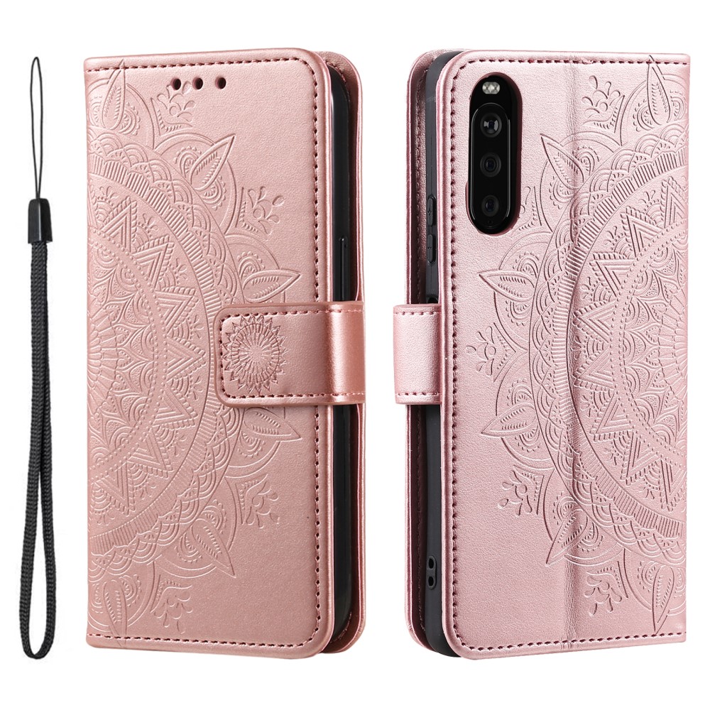  Sony Xperia 10 VI Mandala Läder Fodral Roséguld