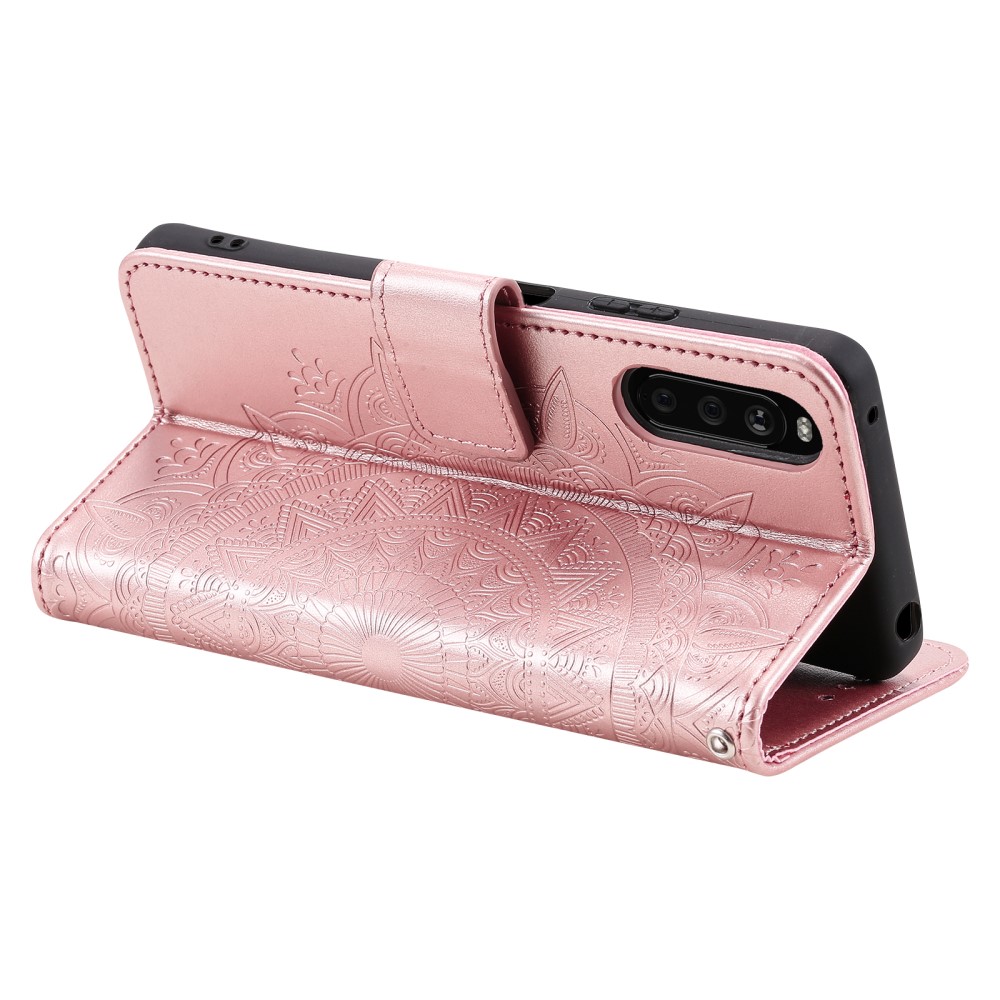  Sony Xperia 10 VI Mandala Läder Fodral Roséguld