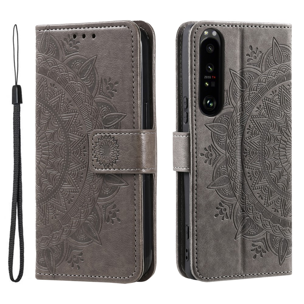  Sony Xperia 1 VI Mandala Läder Fodral Grå