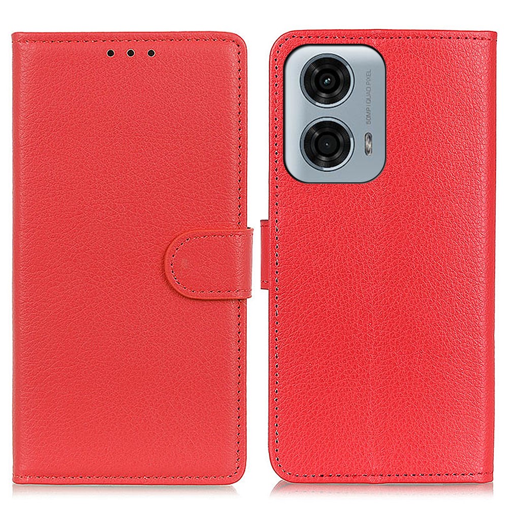  Motorola Moto G04 4G/G24 4G Litchi Läder Fodral Röd