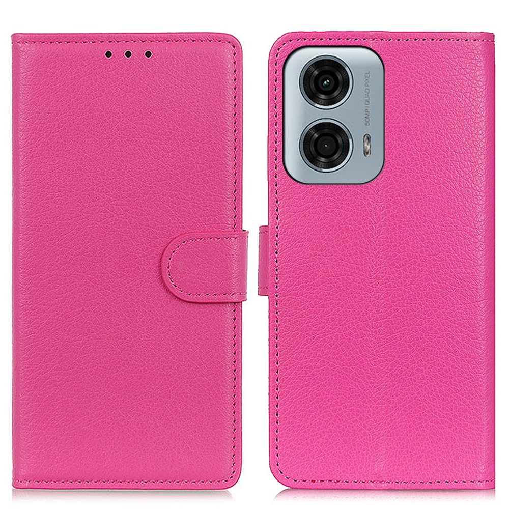  Motorola Moto G04 4G/G24 4G Litchi Läder Fodral Rosa