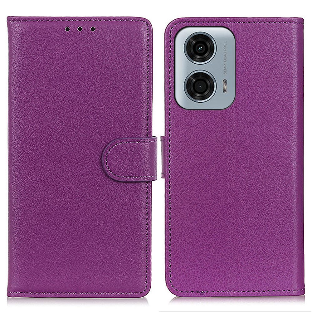  Motorola Moto G04 4G/G24 4G Litchi Läder Fodral Lila