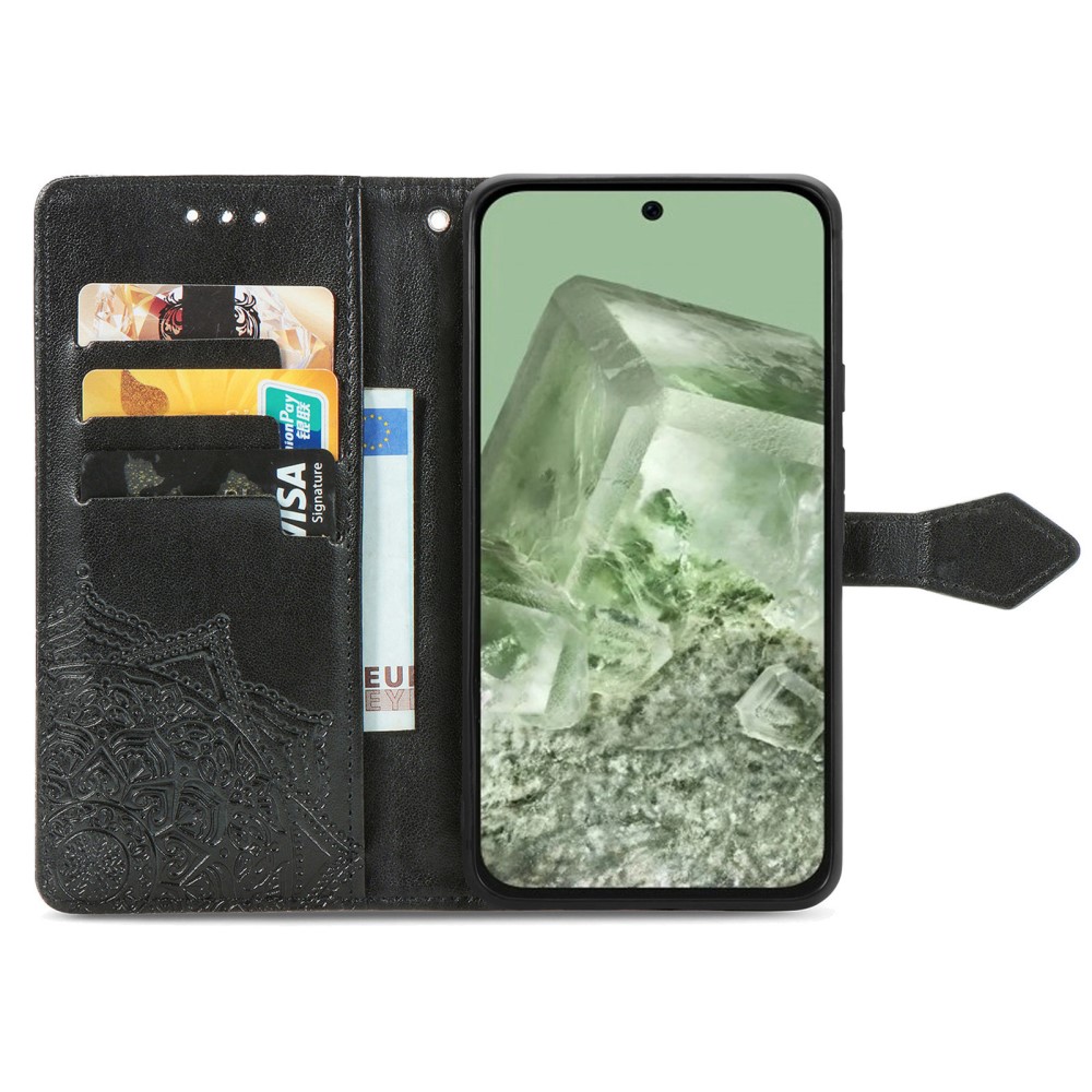  Google Pixel 8A Mandal Läder Fodral Svart