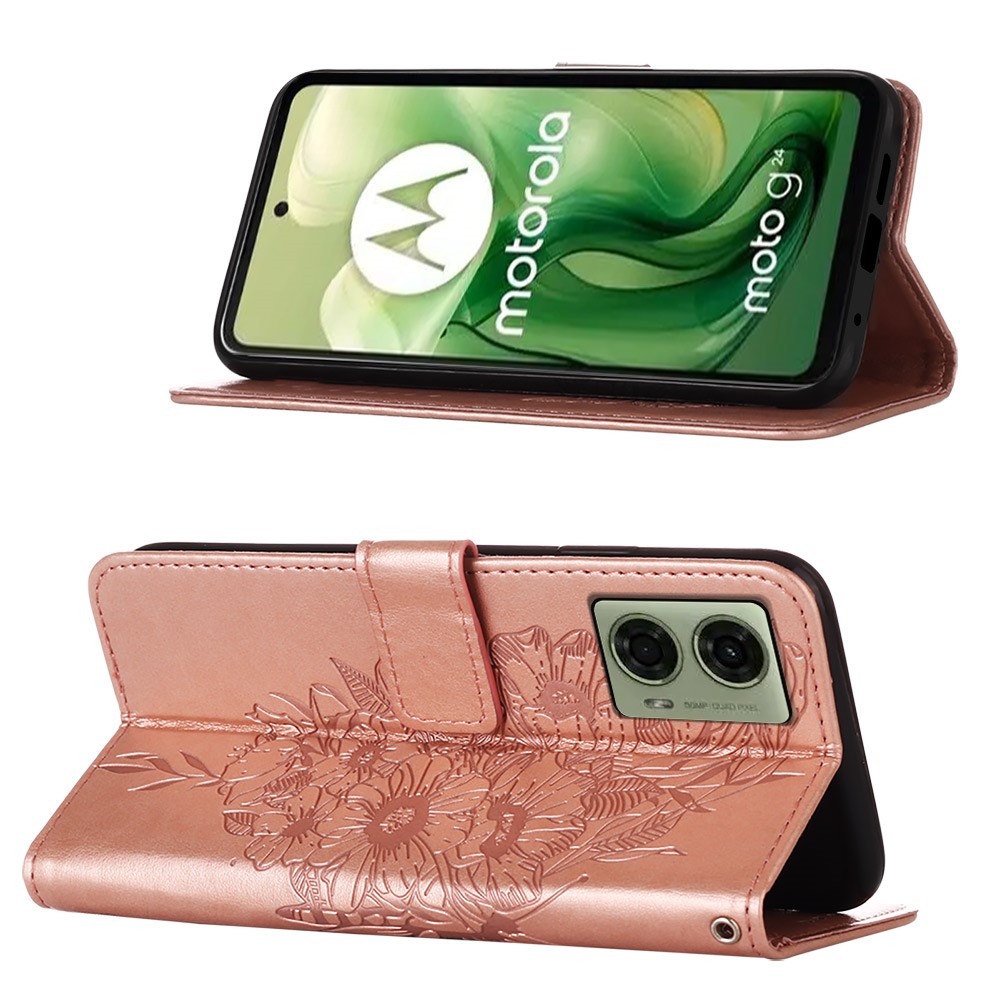  Motorola Moto G04 4G/G24 4G Butterfly Fodral Roséguld