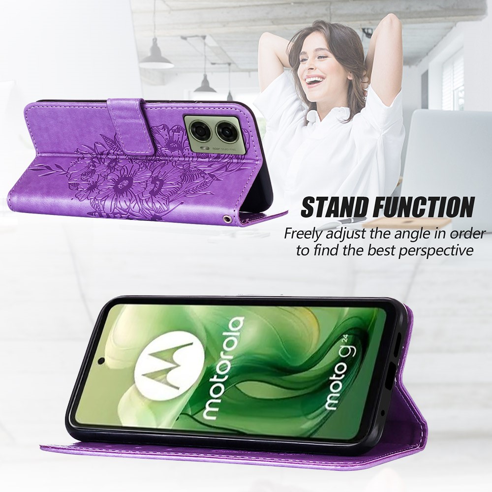  Motorola Moto G04 4G/G24 4G Butterfly Fodral Roséguld