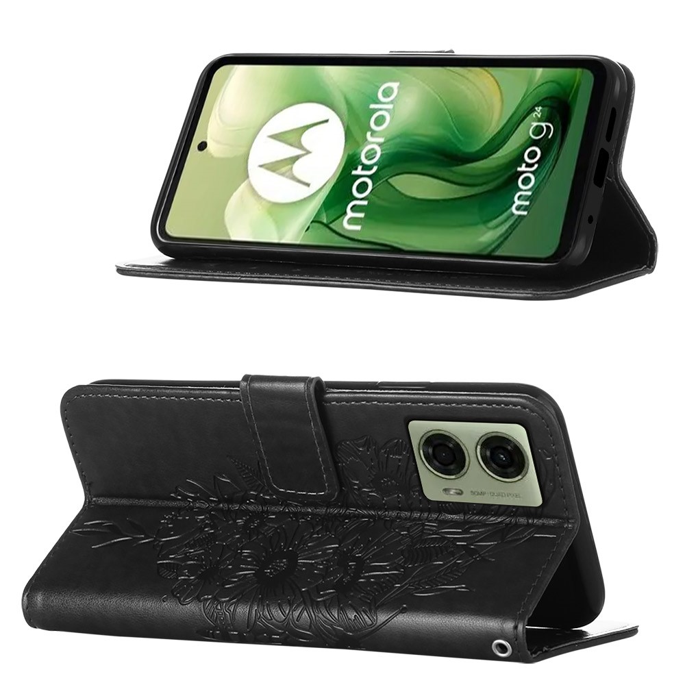  Motorola Moto G04 4G/G24 4G Butterfly Fodral Svart