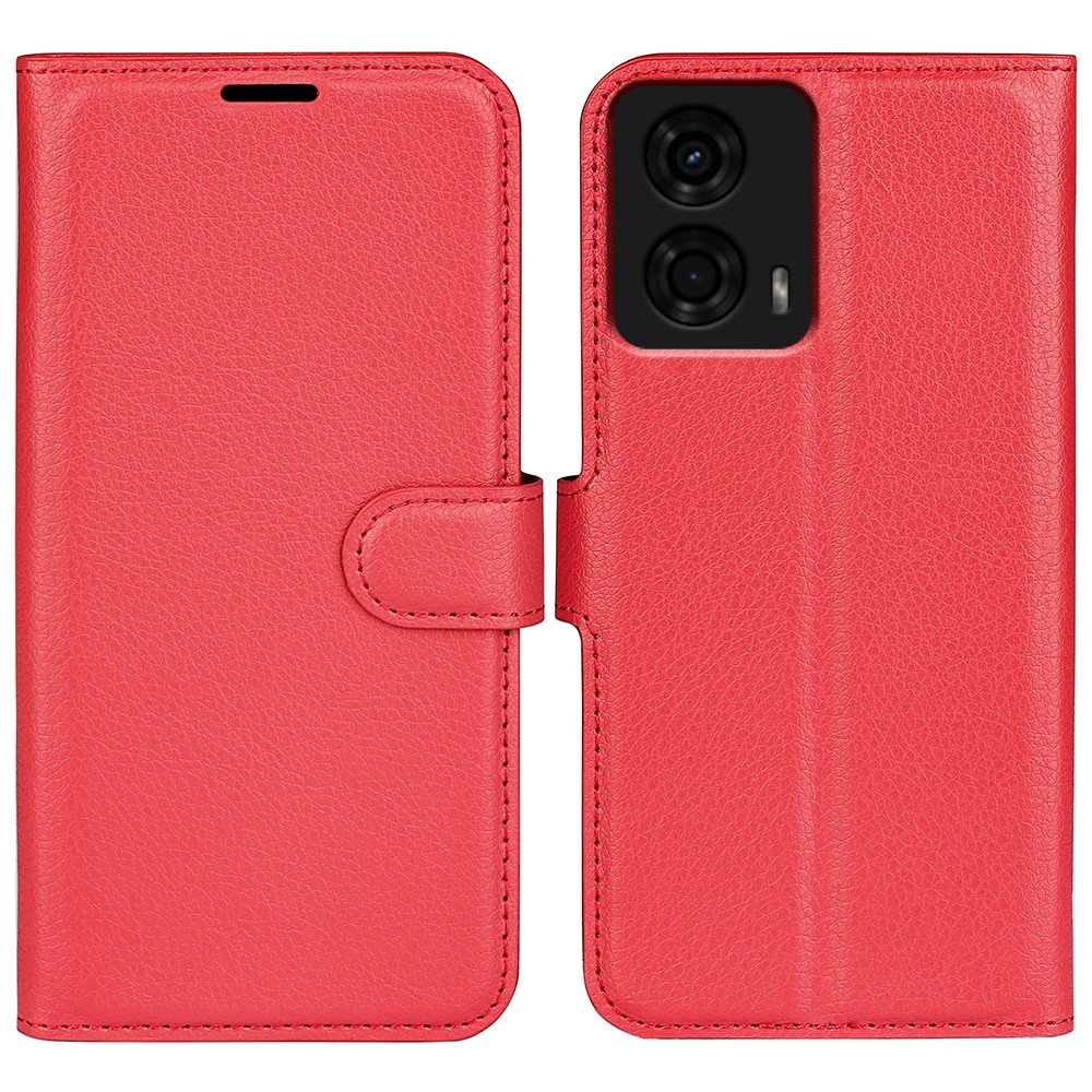  Motorola Moto G04 4G/G24 4G Fodral Litchi Läder Röd
