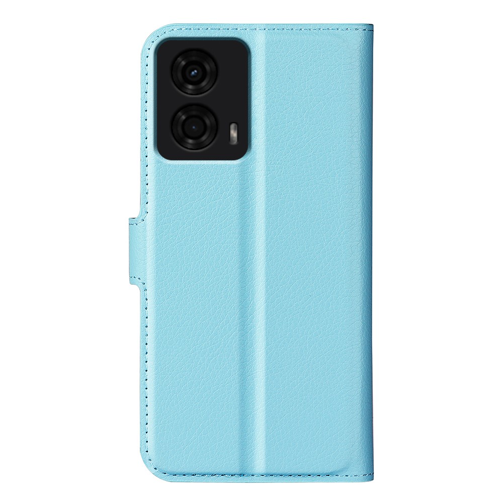  Motorola Moto G04 4G/G24 4G Fodral Litchi Läder Ljus Blå