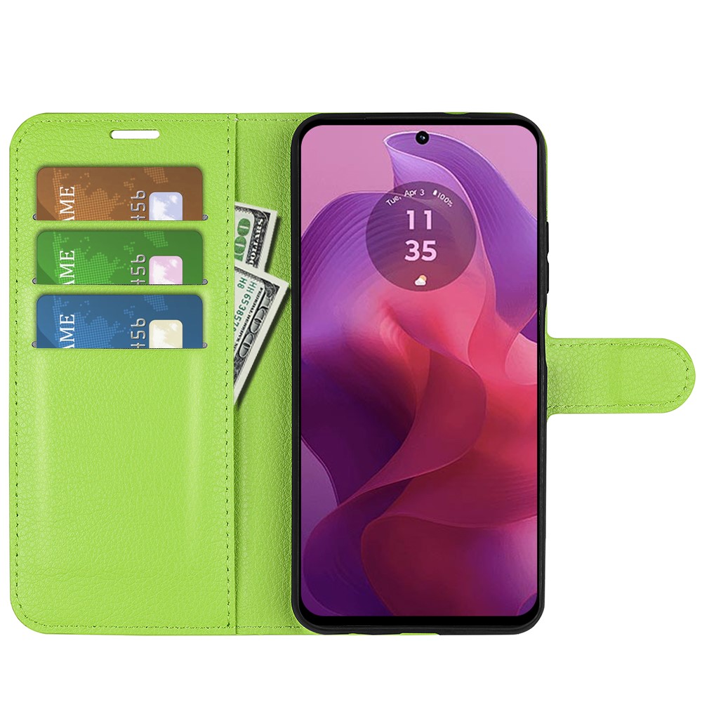  Motorola Moto G04 4G/G24 4G Fodral Litchi Läder Grön
