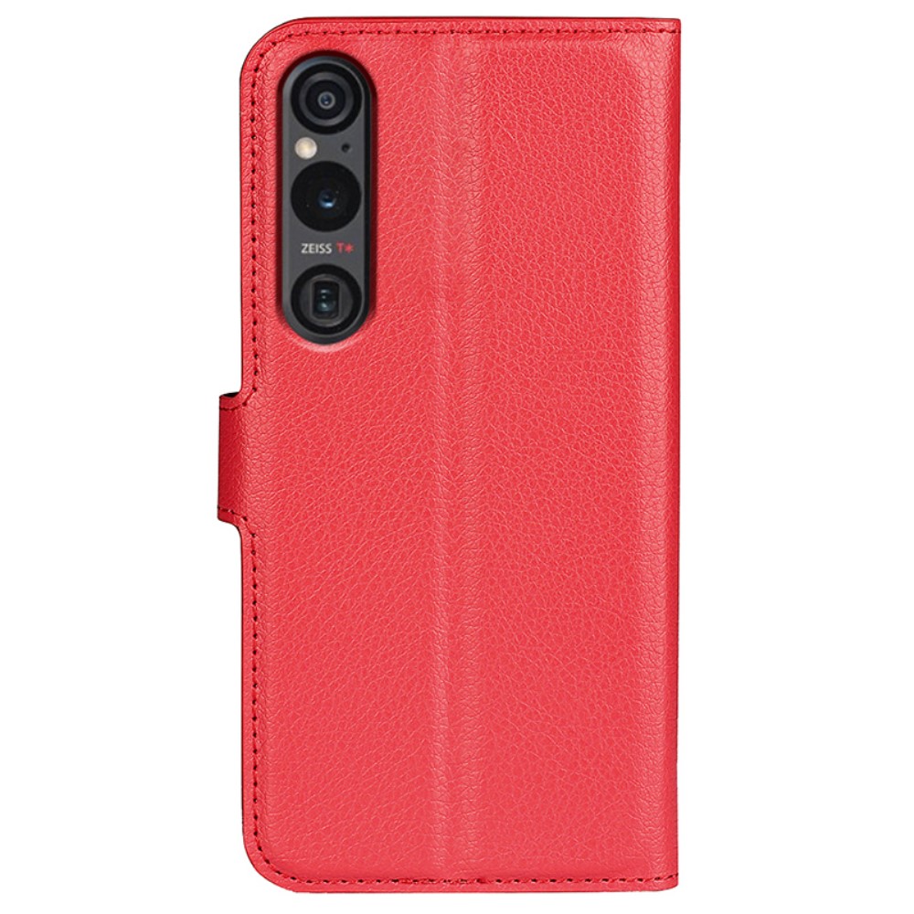  Sony Xperia 1 VI Fodral Litchi Läder Röd