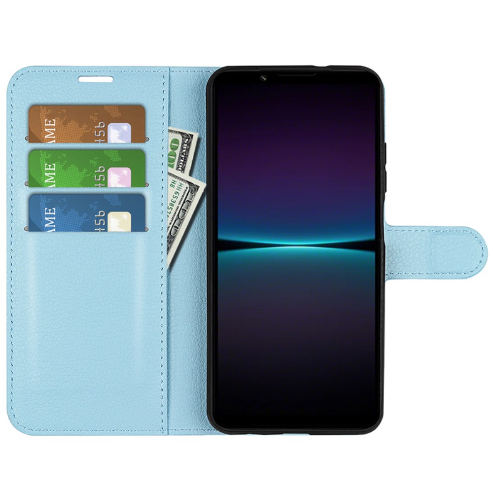  Sony Xperia 1 VI Fodral Litchi Läder Ljus Blå
