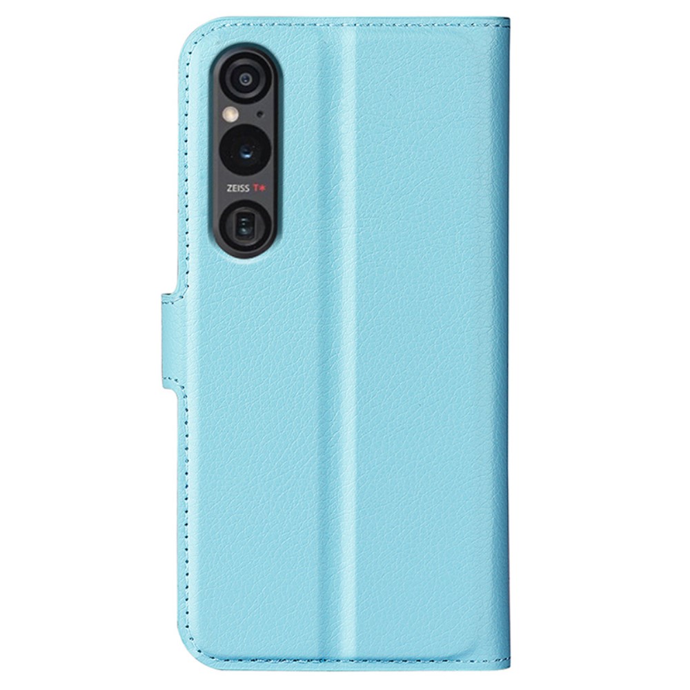  Sony Xperia 1 VI Fodral Litchi Läder Ljus Blå