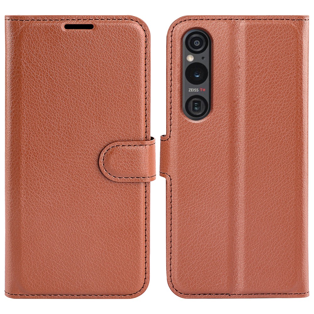  Sony Xperia 1 VI Fodral Litchi Läder Brun
