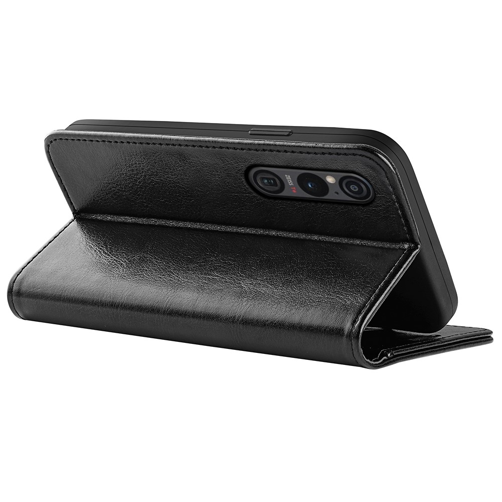  Sony Xperia 1 VI Fodral Crazy Horse Läder Svart
