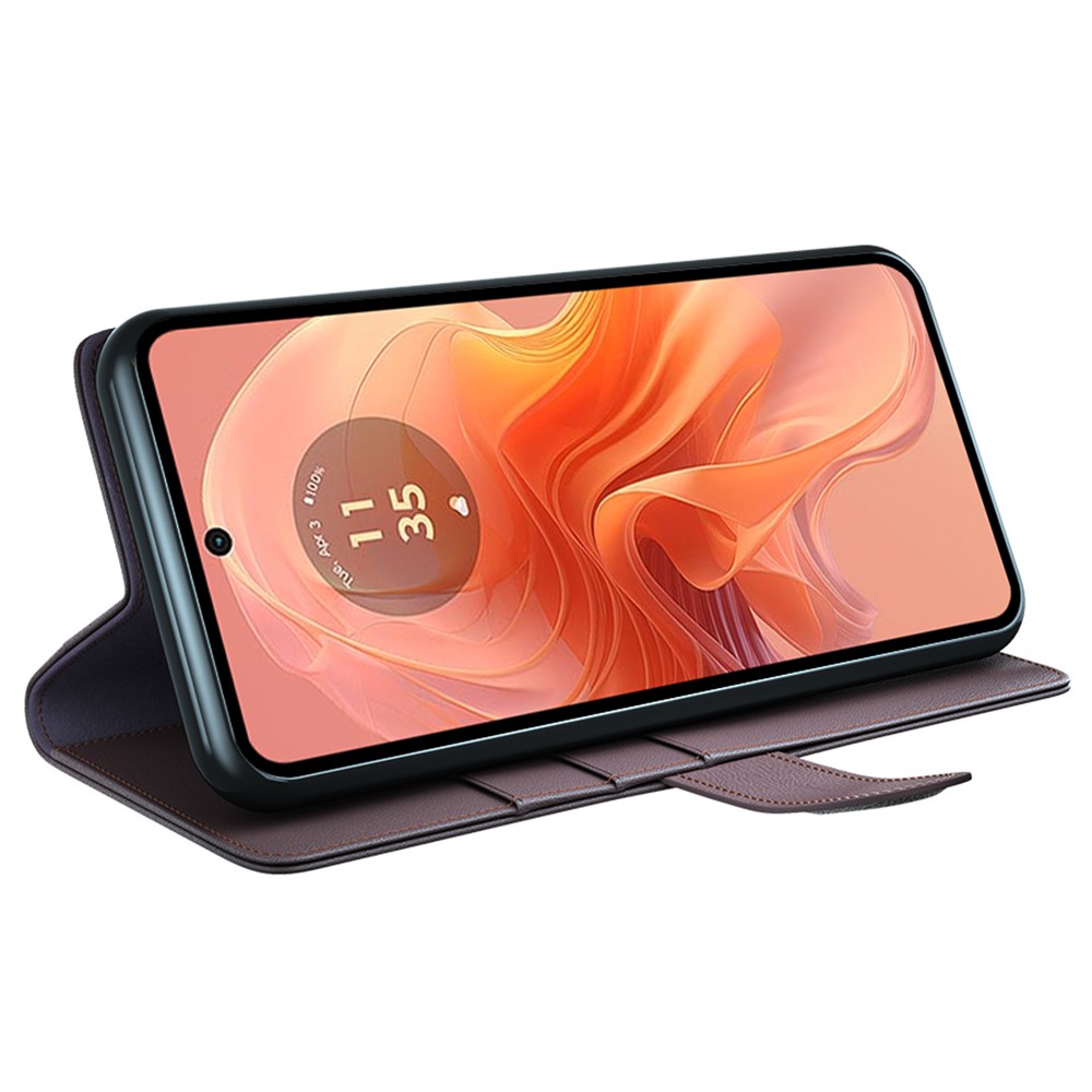  Motorola Moto G04 4G/G24 4G Äkta Läder Fodral Brun