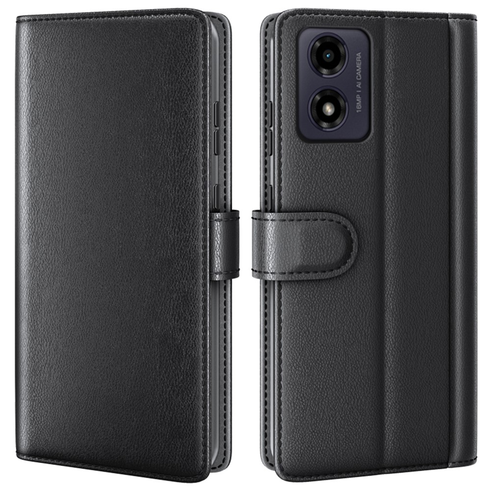  Motorola Moto G04 4G/G24 4G Äkta Läder Fodral Svart