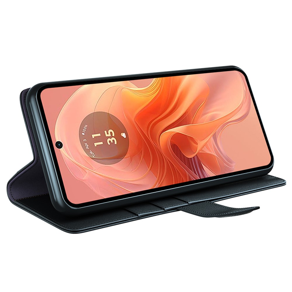  Motorola Moto G04 4G/G24 4G Äkta Läder Fodral Svart
