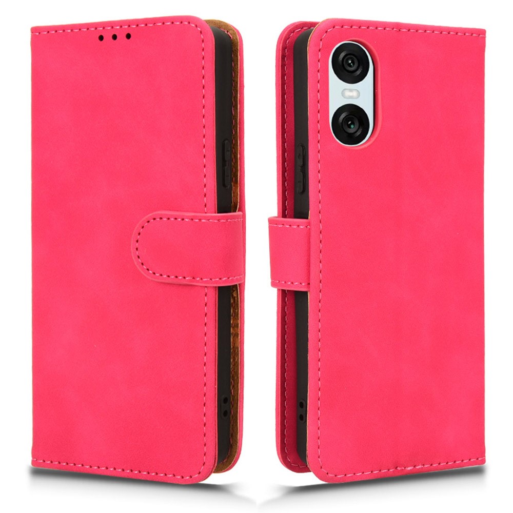  Sony Xperia 10 VI Fodral Skin Touch Läder Fodral Rosa