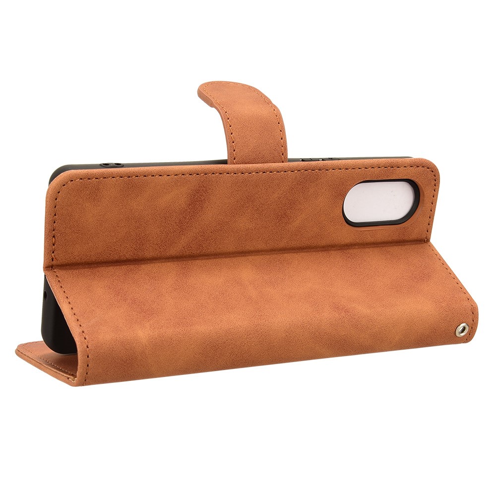  Sony Xperia 10 VI Fodral Skin Touch Läder Fodral Brun