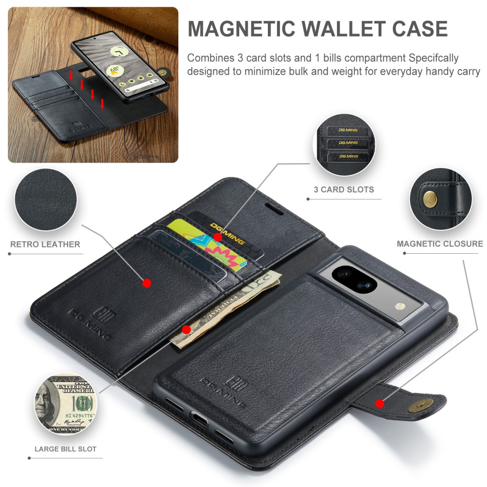 DG.MING DG.MING Google Pixel 8A 2in1 Magnet Fodral Svart