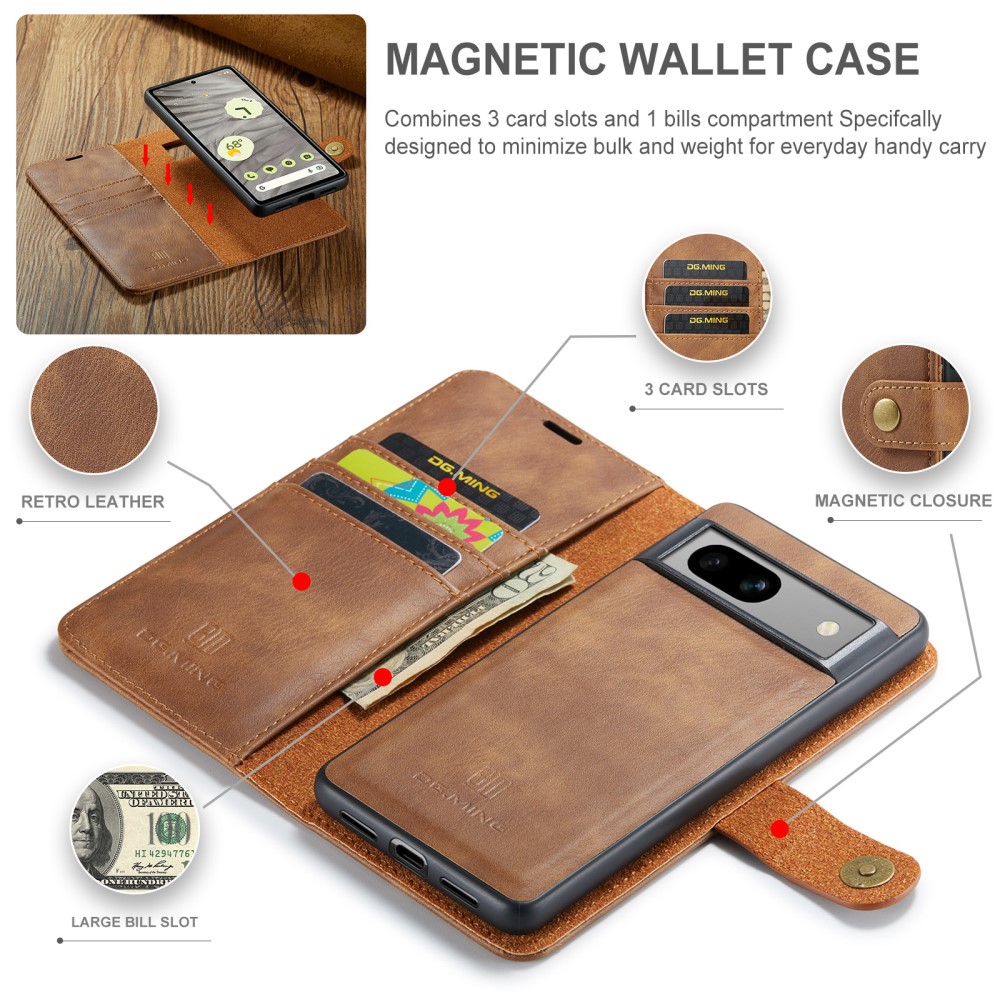DG.MING DG.MING Google Pixel 8A 2in1 Magnet Fodral Brun
