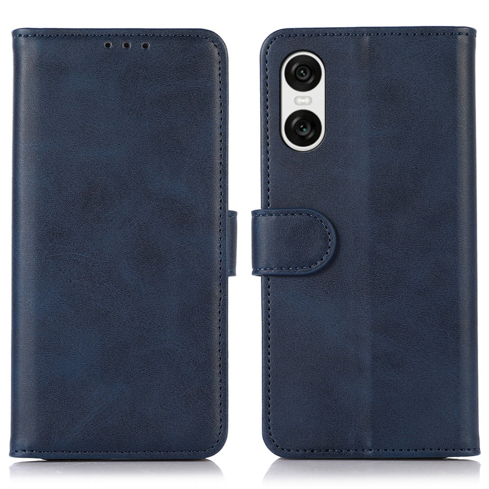  Sony Xperia 10 VI Läder Fodral Läder Solid Blå