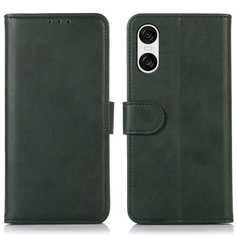  Sony Xperia 10 VI Läder Fodral Läder Solid Grön