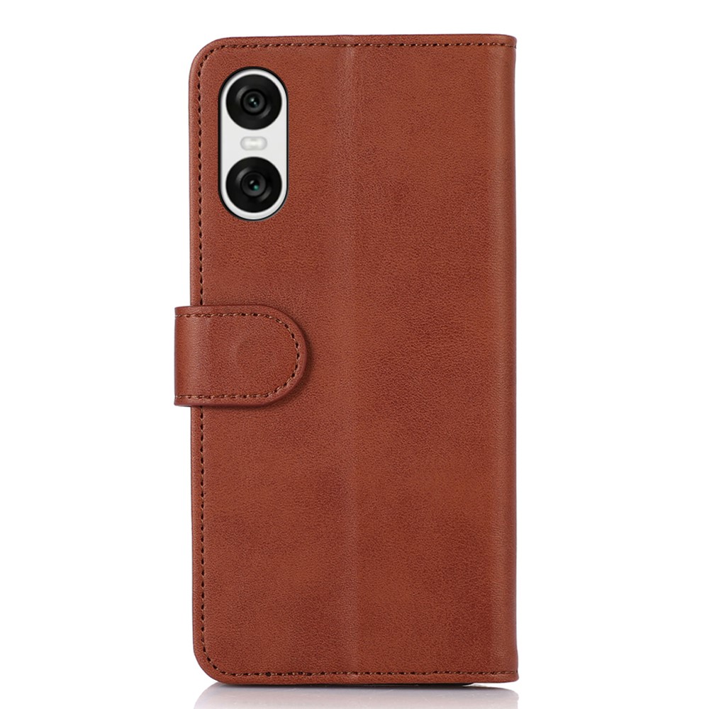 Sony Xperia 10 VI Läder Fodral Läder Solid Brun